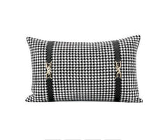 Load image into Gallery viewer, 30x50/45/50cm Luxury Black White Gold Leather Strip Cushion Cover