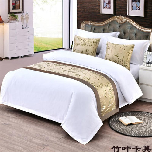 Bamboo Leaf Chinese Style Bed Runner JaydeeBedding