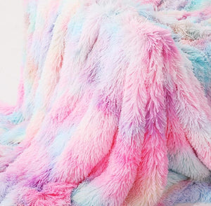 Colourful Rainbow Plush Super Soft Blanket