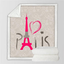 Load image into Gallery viewer, Sherpa Fleece Paris Tower Throw Blanket JaydeeBedding