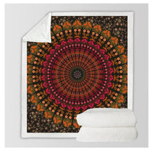 Load image into Gallery viewer, Turquoise Paisley Mandala Sherpa Fleece Blanket