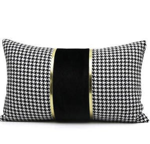 30x50/45/50cm Luxury Black White Gold Leather Strip Cushion Cover