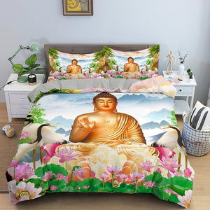3D Buddha Mandala Quilt Cover Set 