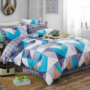Single/Double 100%Cotton Checked Quilt Cover Set
