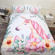 Load image into Gallery viewer, Unicorn Quilt Doona Duvet Cover Set 