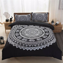Load image into Gallery viewer, Bohemian Floral Black Quilt Cover Set