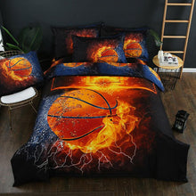 Load image into Gallery viewer, Fire Basketball Sports Quilt Cover Set 