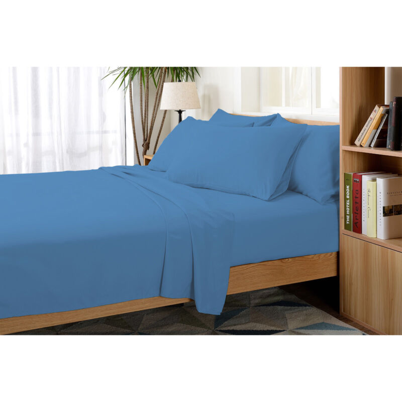 1000TC Ultra Soft Queen Blue Bed Sheet Set