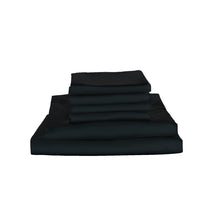 Load image into Gallery viewer, 1000TC Ultra Soft 4 Pc Flat &amp; Fitted Elegant Black Bed Sheet Set