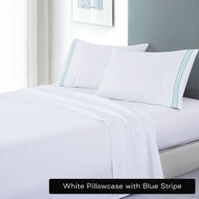Load image into Gallery viewer, Embroidered Stripe Sheet Sets Bed Flat Fitted Sheet Pillowcase
