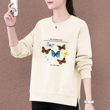 Load image into Gallery viewer, 100 cotton plus size loose sweater women's autumn and winter 2022 new letter printed round neck pullover split jacket