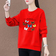 Load image into Gallery viewer, 100 cotton plus size loose sweater women's autumn and winter 2022 new letter printed round neck pullover split jacket