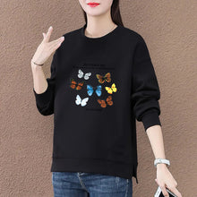 Load image into Gallery viewer, 100 cotton plus size loose sweater women's autumn and winter 2022 new letter printed round neck pullover split jacket