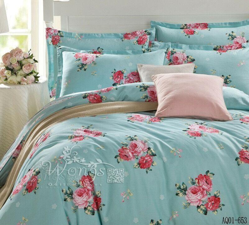 100% Cotton Floral Peony Quilt Cover Set Queen/King Size JaydeeBedding