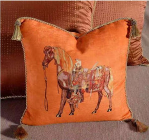 European Design French Horse  Tassels Pillowcase