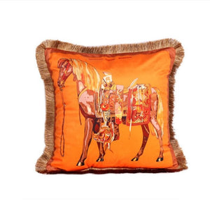 European Design French Horse  Tassels Pillowcase