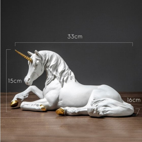 Nordic Resin White Unicorn Horse