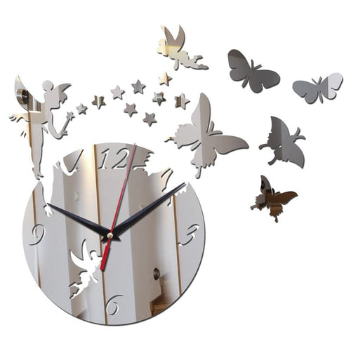 Butterfly and Stars Acrylic Wall Clock JaydeeBedding