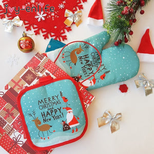 Merry Christmas 2Pcs/set hot Oven Mitts