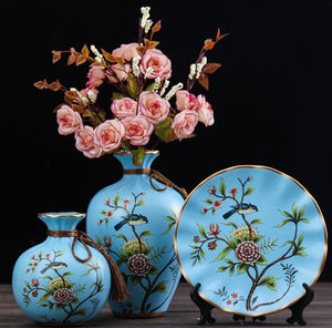 3Pcs/Set Ceramic Vase Vintage Chinese Style