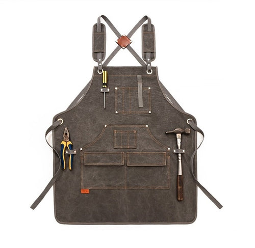 Cross-Back Straps Adjustable Apron with Tool Pockets