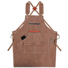 Load image into Gallery viewer, Cross-Back Straps Adjustable Apron with Tool Pockets