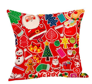 New Christmas Gifts Santa Linen Pillowcase and Cushion Cover