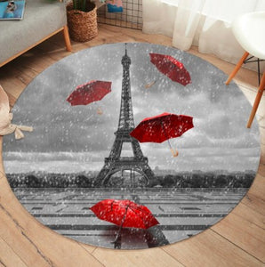 Elegant Paris Eiffel Tower Round Carpet/Rug