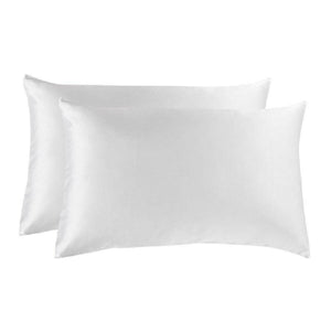 Two Silky Silk Feel Standard Pillowcases Pillow Cases 48 x 73cm JaydeeBedding