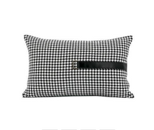 Load image into Gallery viewer, 30x50/45/50cm Luxury Black White Gold Leather Strip Cushion Cover