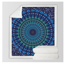Load image into Gallery viewer, Turquoise Paisley Mandala Sherpa Fleece Blanket