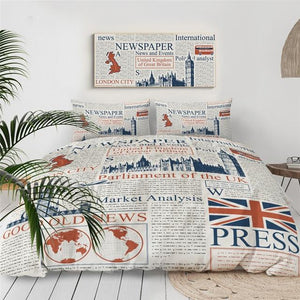 UK Newspaper Quilt Cover Set