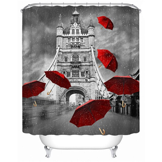 Waterproof Polyester London Design Shower Curtain