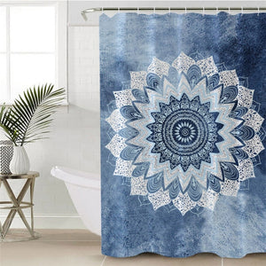 Boho Blue Bath Shower Curtain