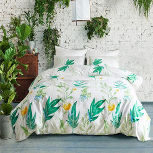 Plant / Flower printed bed linens set Single Double Queen King Sizes pillowcase & duvet cover sets bed cover set new 3pcs linens