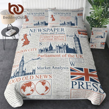 Load image into Gallery viewer, UK Newspaper Quilt Cover Set