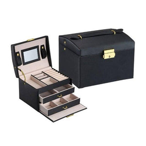 PU Leather Jewelry Box with Side Cabinets