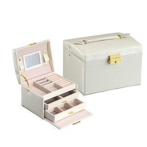 PU Leather Jewelry Box with Side Cabinets