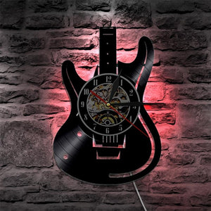 Vinyl Record Guitar LED Wall Clock