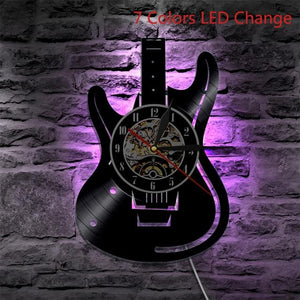 Vinyl Record Guitar LED Wall Clock