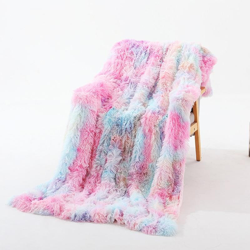 Colourful Rainbow Plush Super Soft Blanket