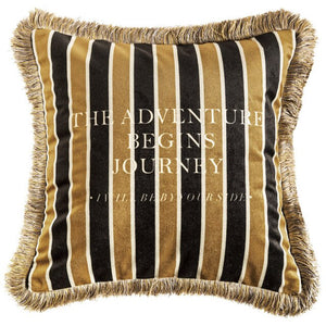 Gold Fringe Design Velvet Cushion Cover