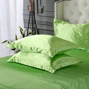 Green Silk Quilt Cover Pillowcase Set