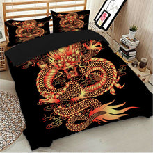 Load image into Gallery viewer, Fire Dragon Quilt Doona Duvet Cover Set