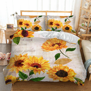 Sunflower Floral Quilt Cover Set-jaydeebedding