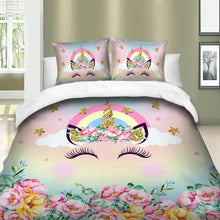 Load image into Gallery viewer, Floral Unicorn Quilt Cover Set