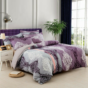 Purple Mandala Quilt Doona Duvet Cover Set Single Double Queen King Size Bedding