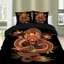 Load image into Gallery viewer, Fire Dragon Quilt Doona Duvet Cover Set