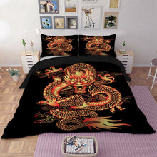 Load image into Gallery viewer, Fire Dragon Quilt Doona Duvet Cover Set