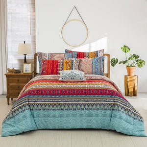 Stripe Mandala Micro-fibre Comforter Quilt With Pillowcases